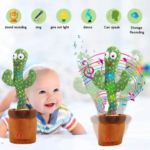 Dancing Cactus Toy with Recording - Rechargeable Plush Funny Electronic Shaking Cactus Singing and Dancing